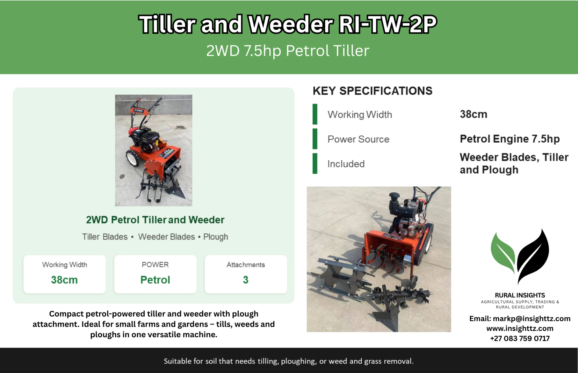 Tiller and Weeder RI-TW-2P photograph 5